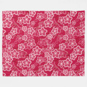 Rood Wit Bloemen Rustiek mode Patroon Retro Fleece Deken (Voorkant (Horizontaal))