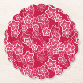 Rood Wit Bloemen Rustiek mode Patroon Retro Kartonnen Onderzetters (Voorkant)