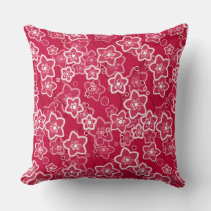 Rood Wit Bloemen Rustiek mode Patroon Retro Kussen