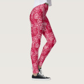 Rood Wit Bloemen Rustiek mode Patroon Retro Leggings (Rechts)