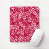 Rood Wit Bloemen Rustiek mode Patroon Retro Muismat (Met muis)