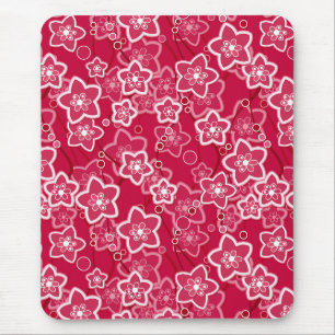 Rood Wit Bloemen Rustiek mode Patroon Retro Muismat