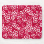 Rood Wit Bloemen Rustiek mode Patroon Retro Muismat (Voorkant)