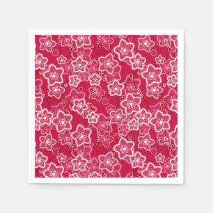 Rood Wit Bloemen Rustiek mode Patroon Retro Servet