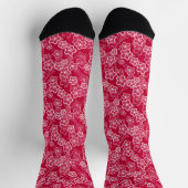 Rood Wit Bloemen Rustiek mode Patroon Retro Sokken (Top)
