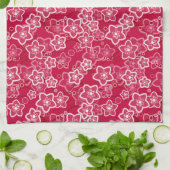 Rood Wit Bloemen Rustiek mode Patroon Retro Theedoek (Gevouwen)