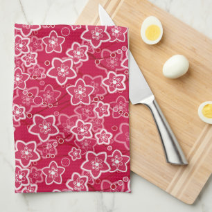 Rood Wit Bloemen Rustiek mode Patroon Retro Theedoek
