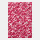 Rood Wit Bloemen Rustiek mode Patroon Retro Theedoek (Verticaal)