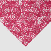 Rood Wit Bloemen Rustiek mode Patroon Retro Tissuepapier (Detail)