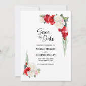 Rood Wit Bloemen Trouwen Save the Date (Voorkant)