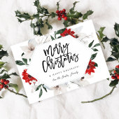 Rood & Wit Bloemen Vrolijk Kerstfeest Kaart