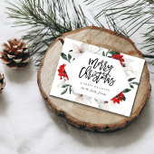 Rood & Wit Bloemen Vrolijk Kerstfeest Kaart