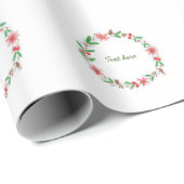 Rood Wit Bloemen waterverf krans Voeg letter tekst Cadeaupapier (Rol Hoek)