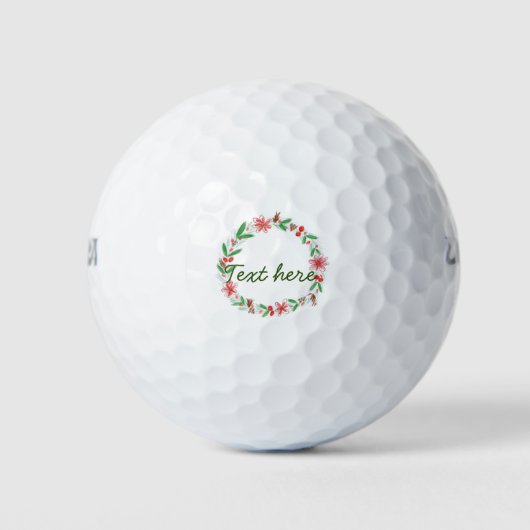 Rood Wit Bloemen waterverf krans Voeg letter tekst Golfballen (Voorkant)