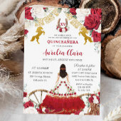 Rood Wit Bloemen Wild West Charro Quinceañera XV Save The Date