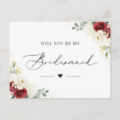 Rood wit bloemen zijn mijn bruidsmeisje voorstel K Briefkaart (Voorkant)