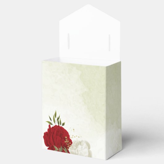 Rood wit bloemengroen bruiloft bedankdoosjes (Geopend)