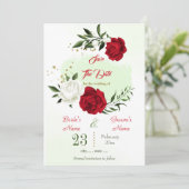 Rood wit bloemengroen save the date (Staand voorkant)