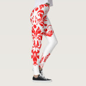 Rood & Wit Bloemenkant Asymmetrisch Ontwerp Leggings (Rechts)