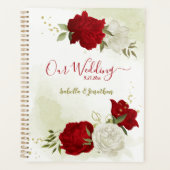rood wit bloemmotief groen bruiloft planner (Voorkant)