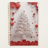 Rood & Wit Bloemmotief Handgemaakte‑Stijl Kunstont Planner (Voorkant)