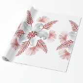Rood & Wit Bloemmotief Inpakpapier (Uitgerold)