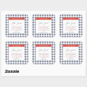 Rood Wit Blueberry Gingham Kaarsenetiket Vierkante Sticker (Vel)