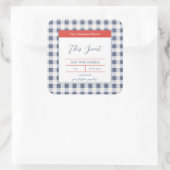 Rood Wit Blueberry Gingham Kaarsenetiket Vierkante Sticker (Tas)