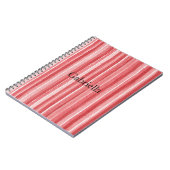 Rood Wit Blush Roze Strepen Notitieboek (Linkerzijde)