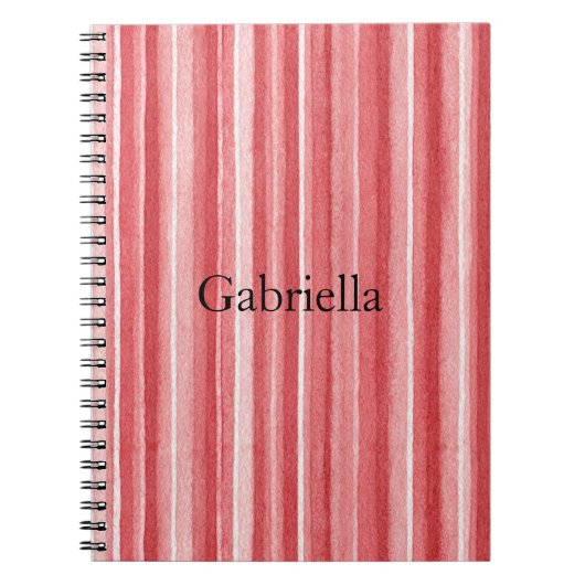 Rood Wit Blush Roze Strepen Notitieboek (Voorkant)