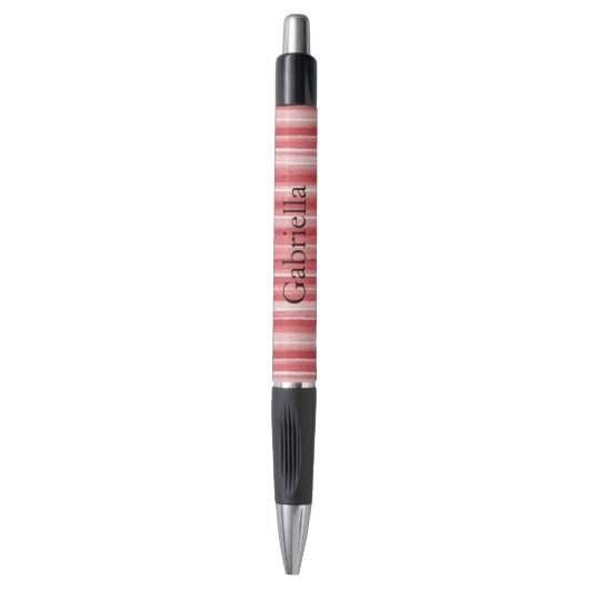 Rood Wit Blush Roze Strepen Pen (Voorkant Verticaal)