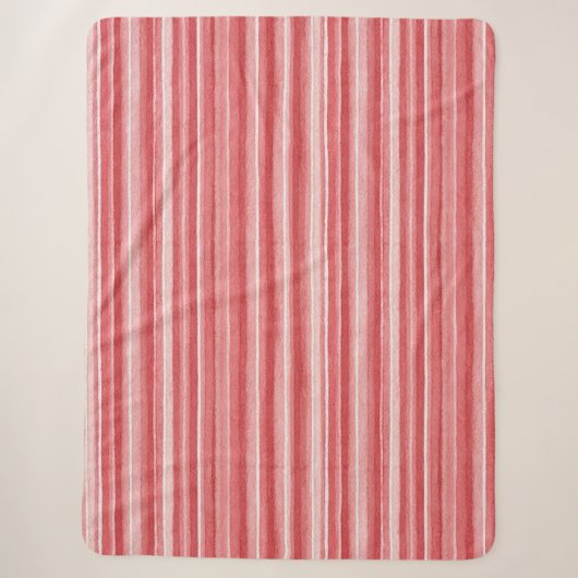 Rood Wit Blush Roze Strepen Sherpa Deken (Voorkant)