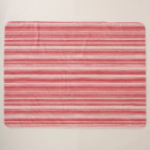 Rood Wit Blush Roze Strepen Sherpa Deken (Voorkant (horizontaal))