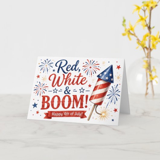 Rood, Wit & Boem! Patriottische Wenskaart Kaart (Gele Bloem)