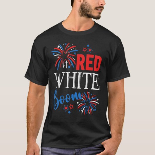 Rood Wit & Boozy 4th van Juli Feest Drink 4 T-shirt (Voorkant)