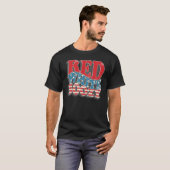 Rood Wit Boozy Amerika Retro 4 juli 1 T-shirt (Voorkant volledig)