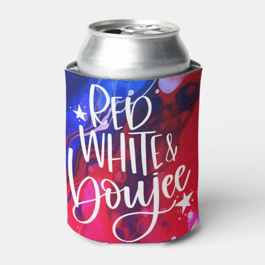 Rood Wit Boujee Grappig Juli 4 Bachelorette Party Blikjeskoeler (Blikje Voorkant)