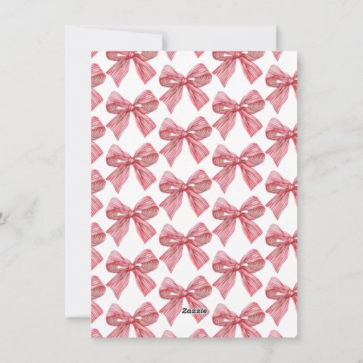 Rood & Wit Bow Coquette Kerstmis Fotokaart Feestdagenkaart (Achterkant)