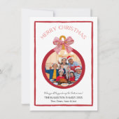 Rood & Wit Bow Coquette Kerstmis Fotokaart Feestdagenkaart (Voorkant)