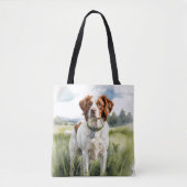 ROOD & WIT BRETAGNE SPANIEL HOND TOTE BAG (Voorkant)