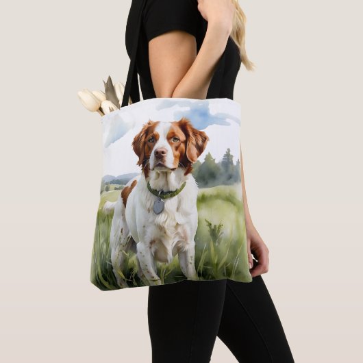 ROOD & WIT BRETAGNE SPANIEL HOND TOTE BAG (Dichtbij)