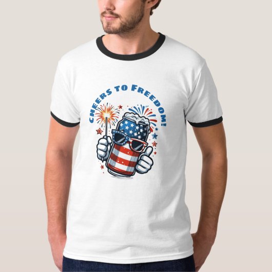 Rood, Wit & Brouw – Grappige 4 juli Bierliefhebber T-shirt (Voorkant)