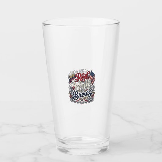 Rood Wit & Brouwsels Patriottisch Bier T-Shirt Ont Glas (Voorkant)