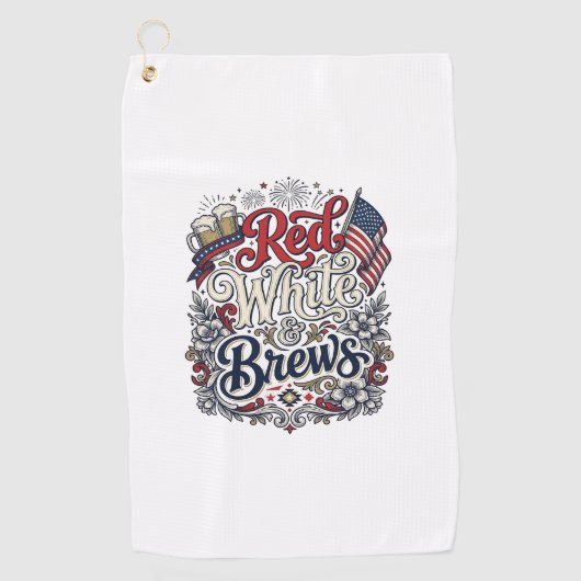 Rood Wit & Brouwsels Patriottisch Bier T-Shirt Ont Golfhanddoek (Voorkant)