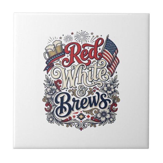 Rood Wit & Brouwsels Patriottisch Bier T-Shirt Ont Tegeltje (Voorkant)