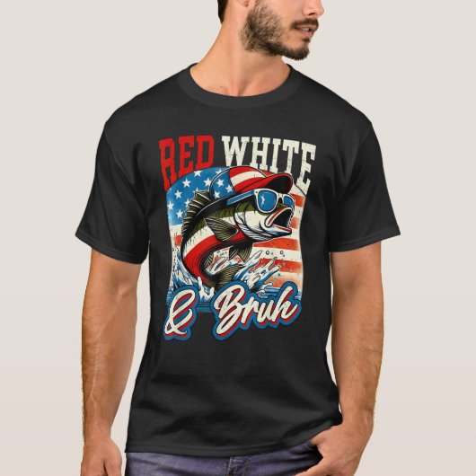 Rood wit & Bruh 4 juli Vist Amerikaanse vlag T-shirt (Voorkant)