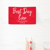 Rood & Wit bruiloft Receptie Decor Beste Dag Ooit Spandoek (Insitu)