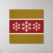 Rood Wit Bruin Winterstrepen Sneeuwvlokken Canvas Afdruk (Voorkant)