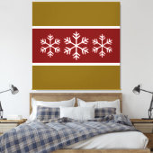 Rood Wit Bruin Winterstrepen Sneeuwvlokken Canvas Afdruk (Insitu (Slaapkamer))