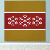 Rood Wit Bruin Winterstrepen Sneeuwvlokken Canvas Afdruk (Insitu (Houten vloer))